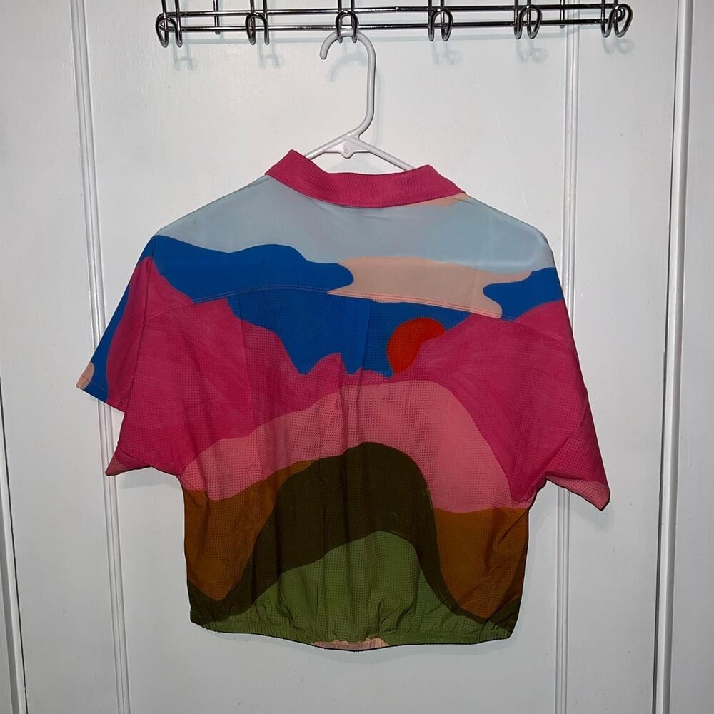 New Bad Birdie Range Short Sleeve Crop Polo Cotton Candy Skies size L - Picture 8 of 9